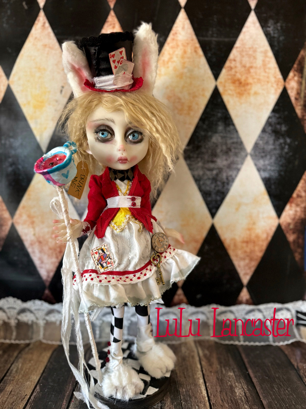 White Rabbit Alice Wonderland ~Original LuLu Lancaster Art Doll