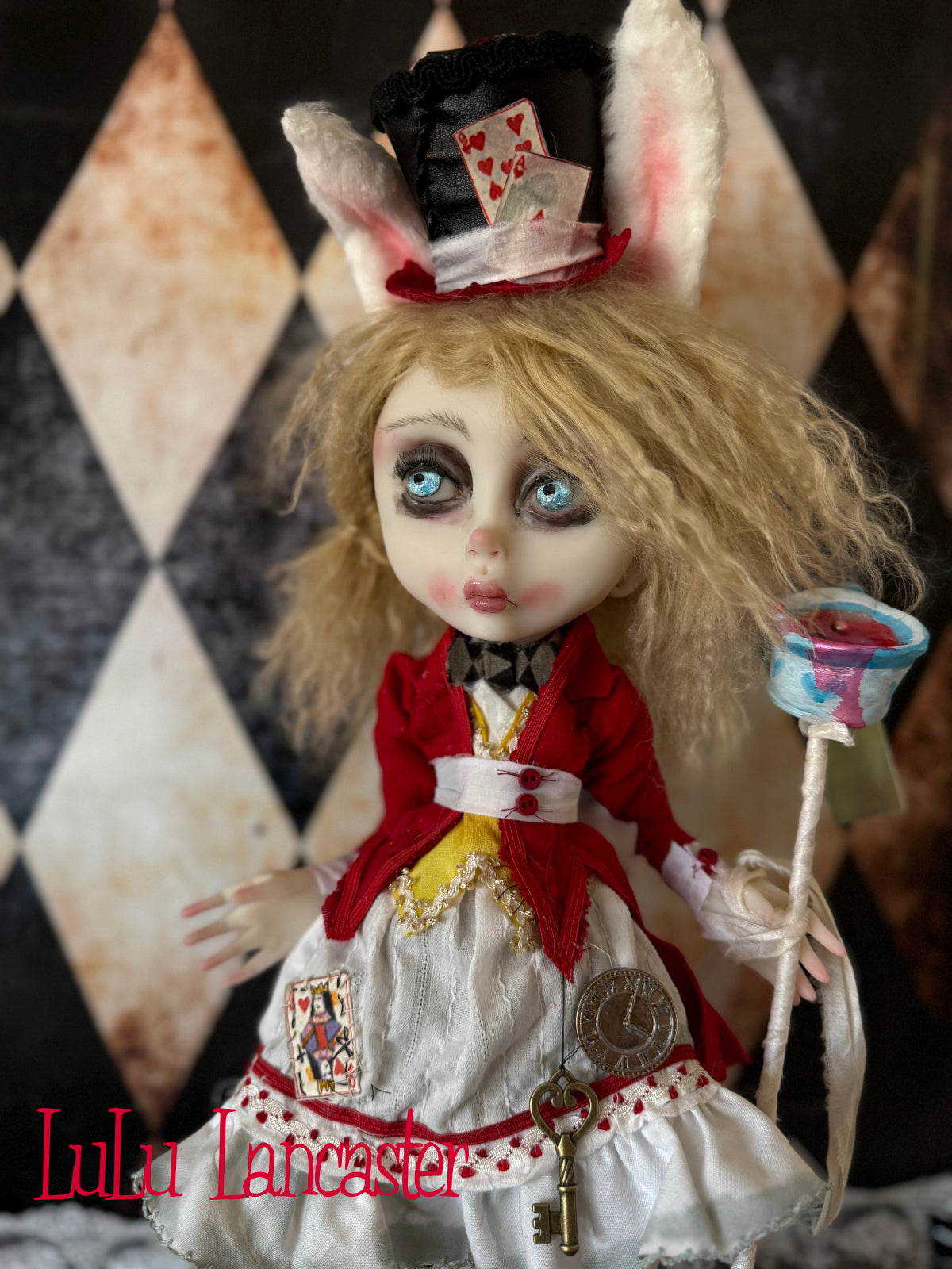 White Rabbit Alice Wonderland ~Original LuLu Lancaster Art Doll