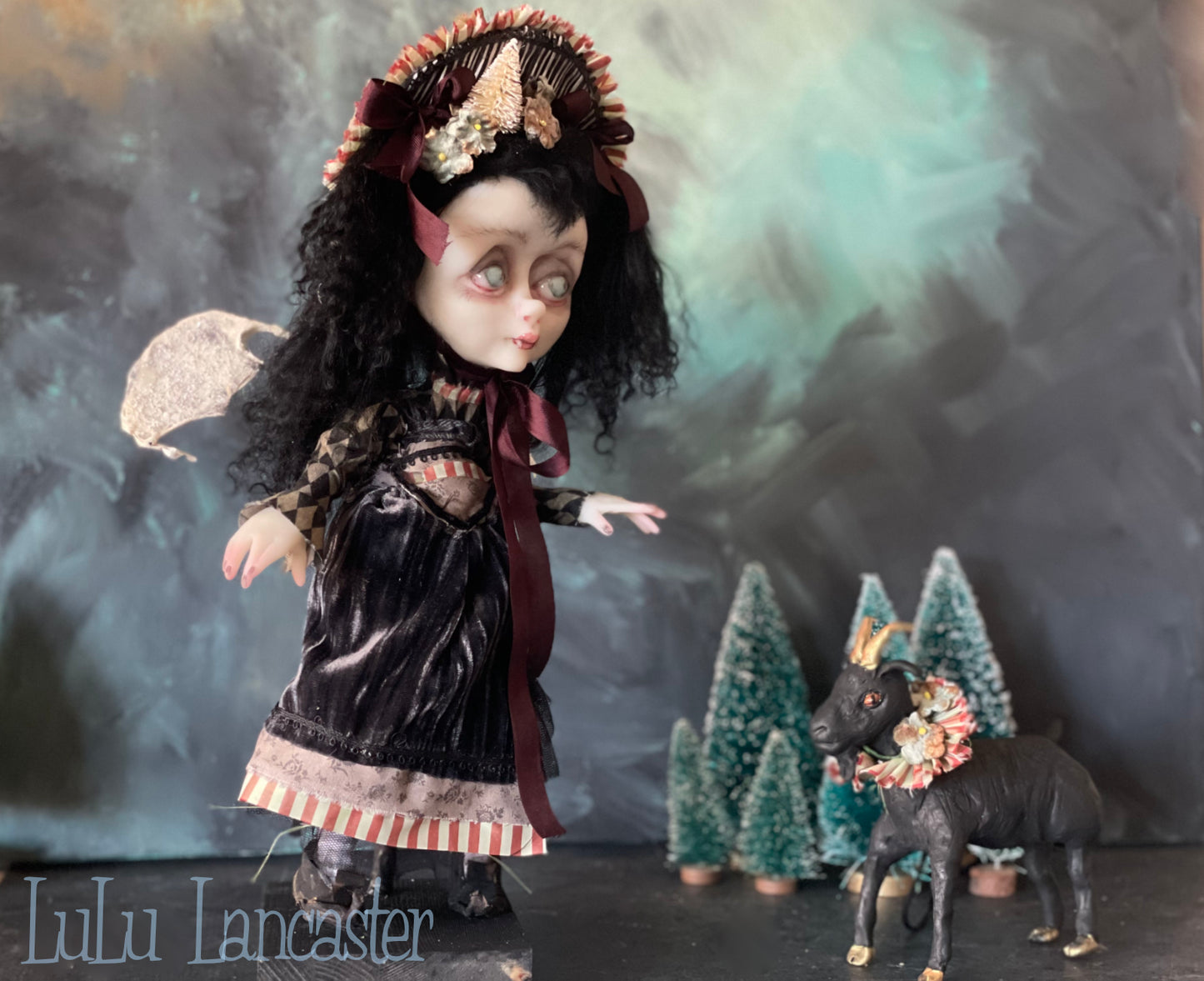 Ember and Phil Dark Christmas Vampire Holiday Original LuLu Lancaster Art Doll