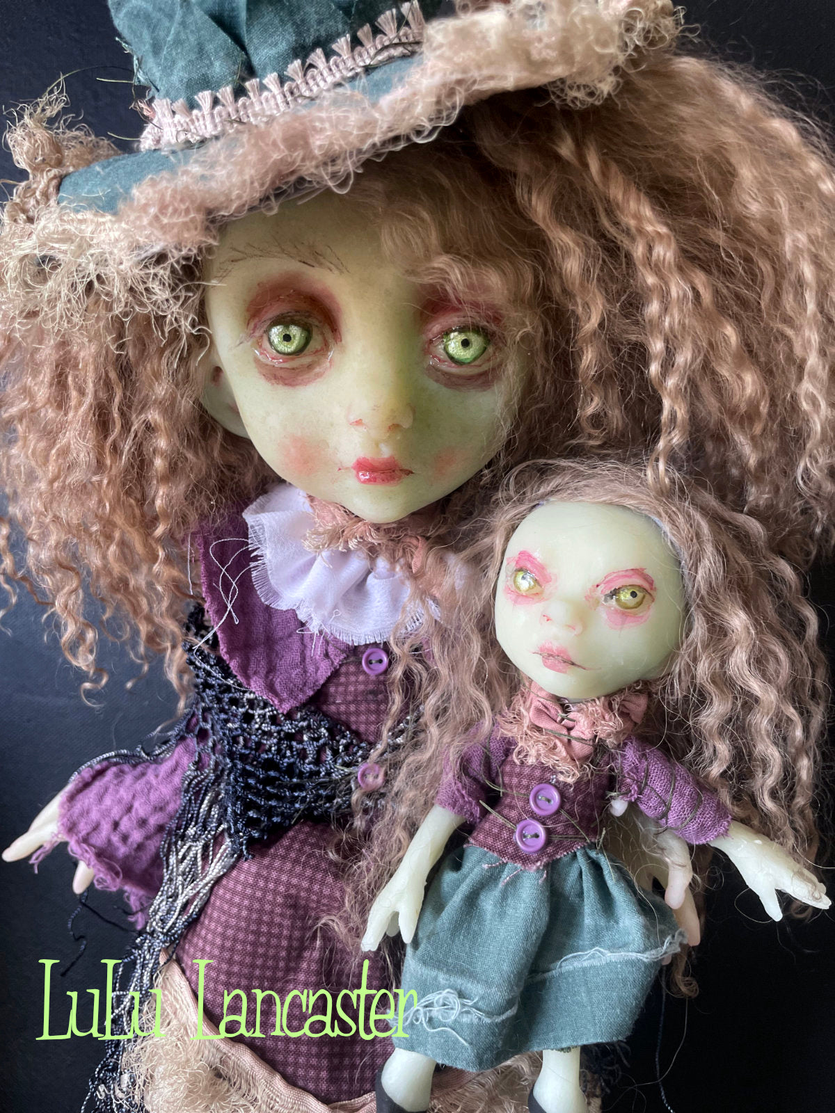 Fern and Fen Hedge witches Glow in the dark Original LuLu Lancaster Art Doll