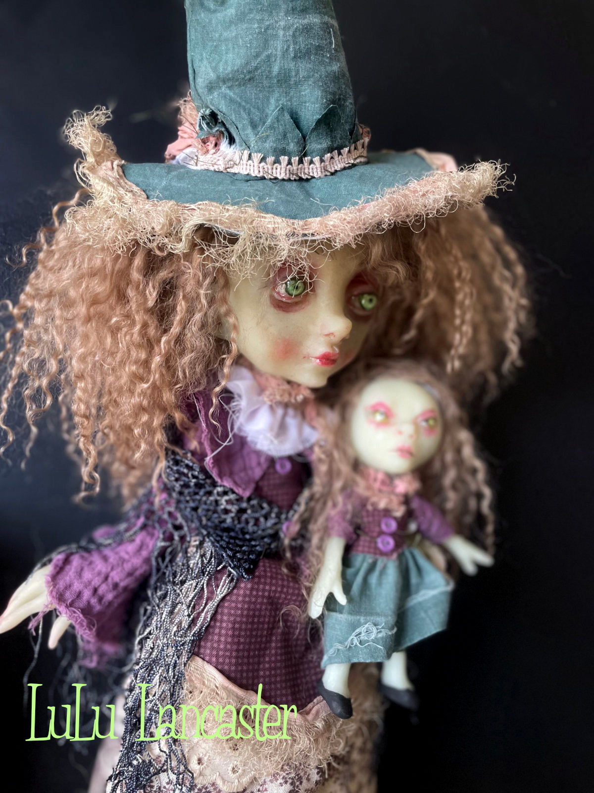 Fern and Fen Hedge witches Glow in the dark Original LuLu Lancaster Art Doll