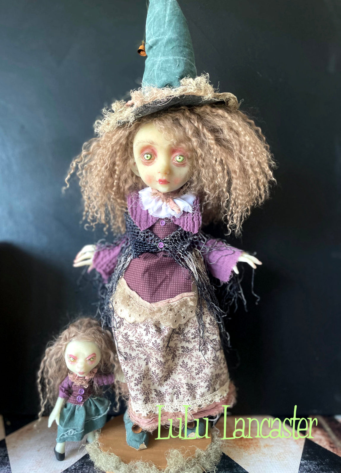 Fern and Fen Hedge witches Glow in the dark Original LuLu Lancaster Art Doll
