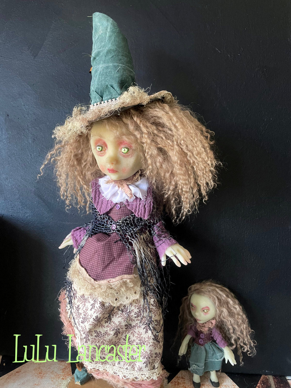 Fern and Fen Hedge witches Glow in the dark Original LuLu Lancaster Art Doll