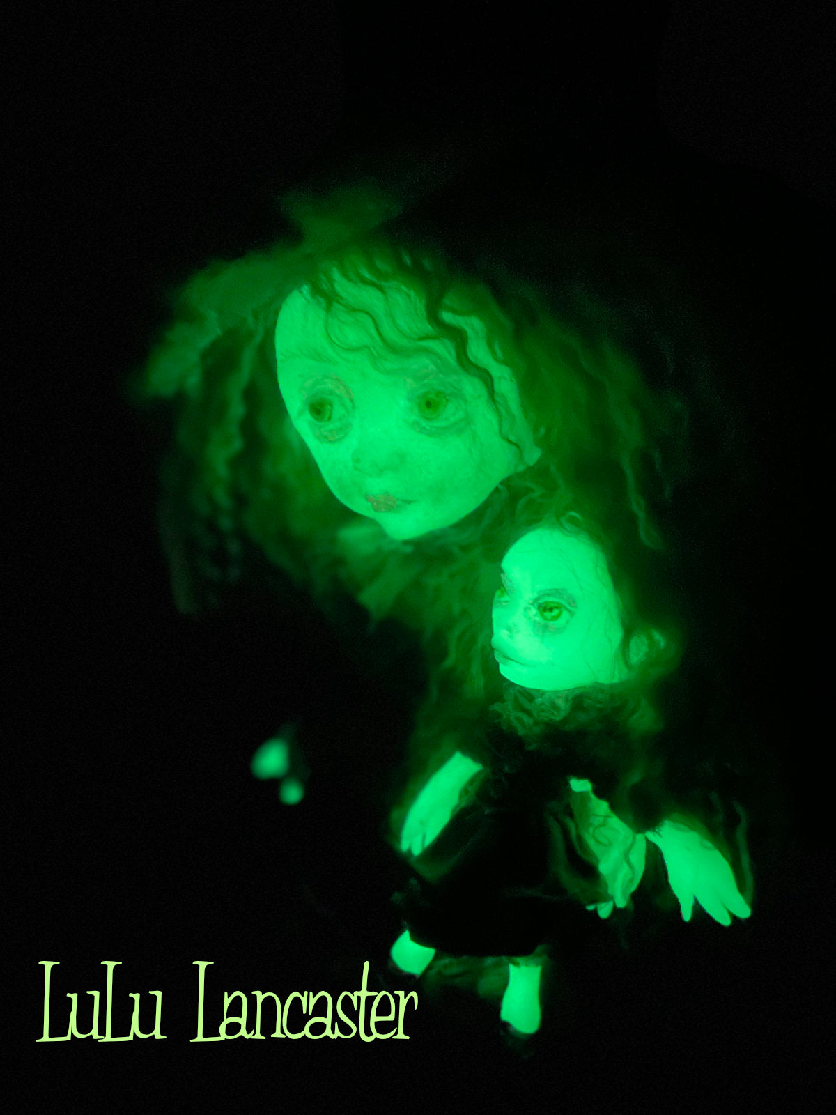 Fern and Fen Hedge witches Glow in the dark Original LuLu Lancaster Art Doll