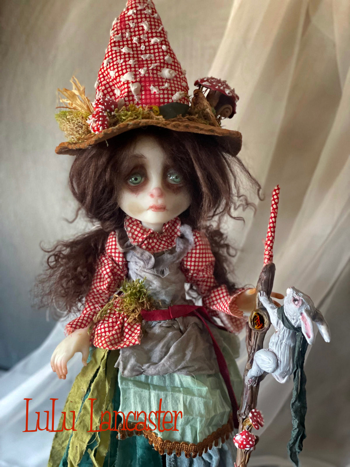 Kimber The Mushroom Forager Witch Original LuLu Lancaster Art Doll