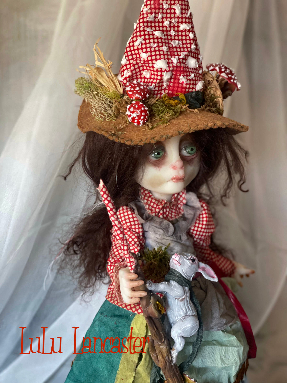 Kimber The Mushroom Forager Witch Original LuLu Lancaster Art Doll