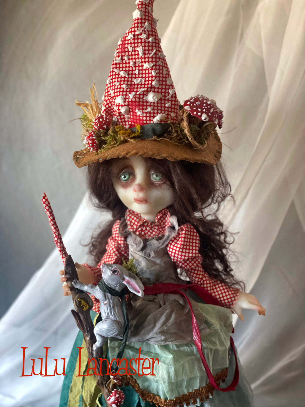 Kimber The Mushroom Forager Witch Original LuLu Lancaster Art Doll