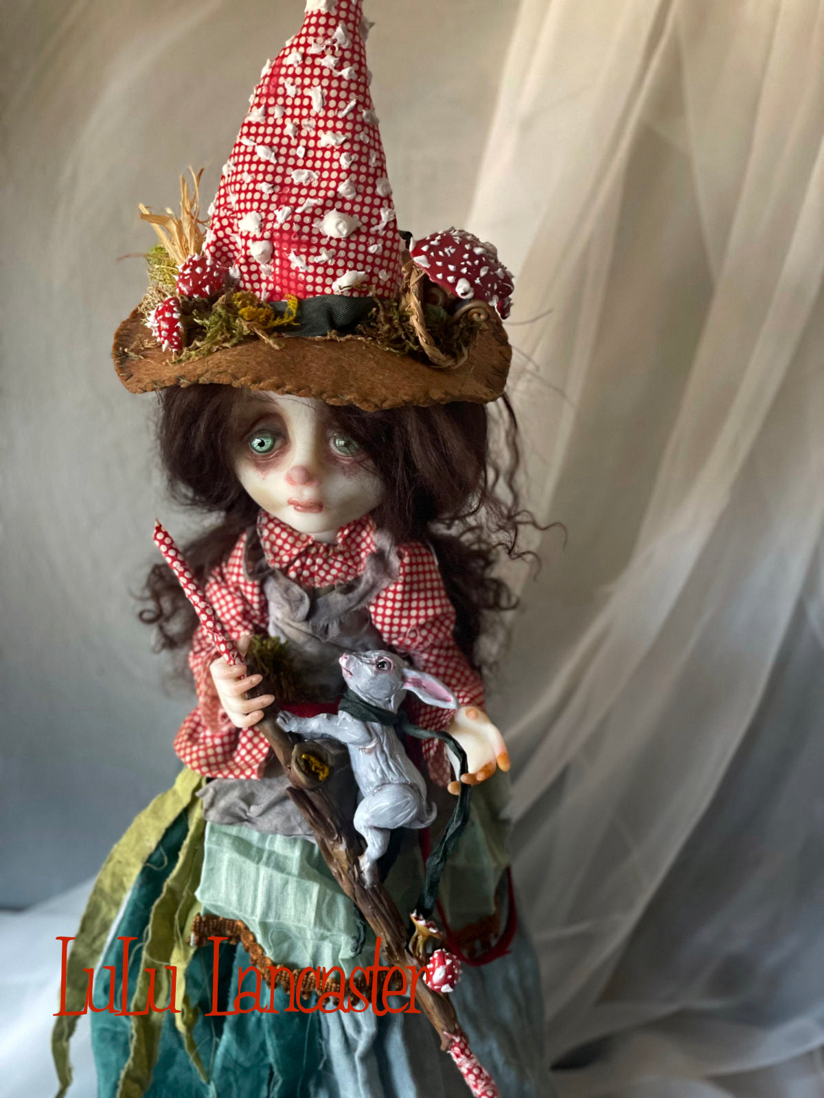 Kimber The Mushroom Forager Witch Original LuLu Lancaster Art Doll