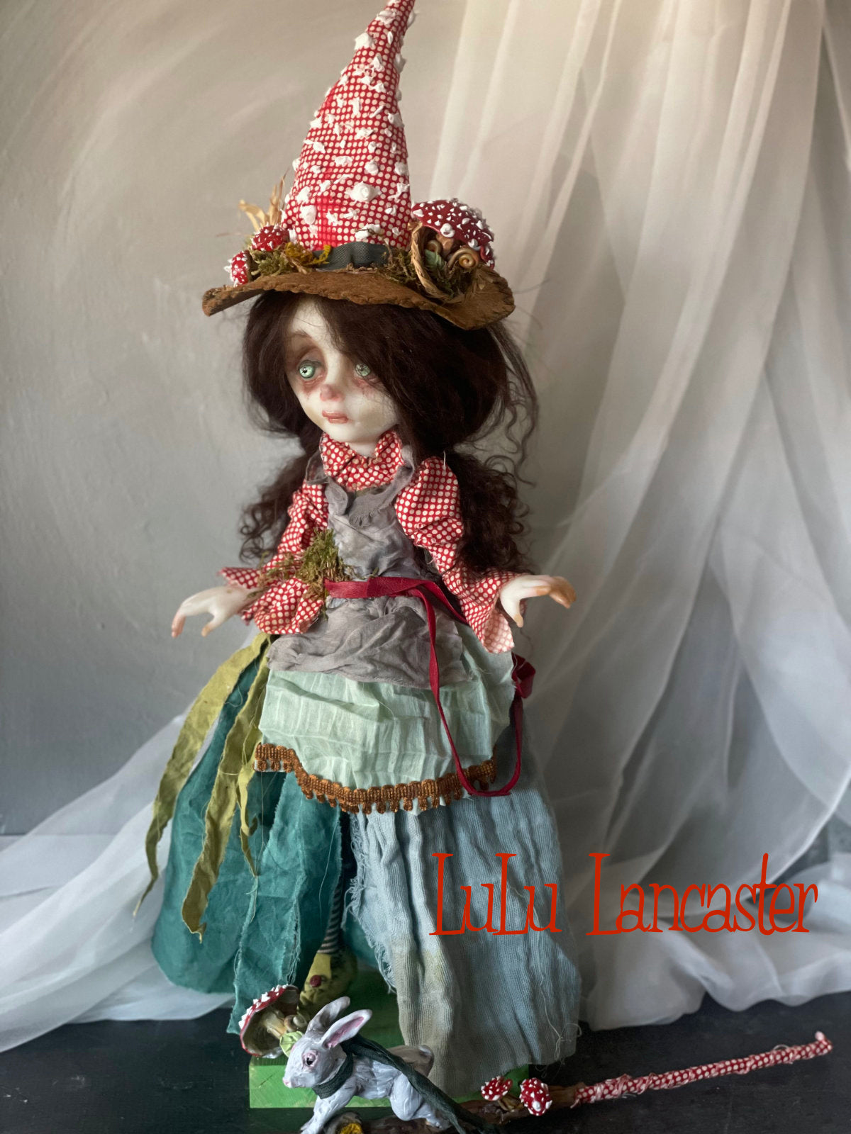 Kimber The Mushroom Forager Witch Original LuLu Lancaster Art Doll