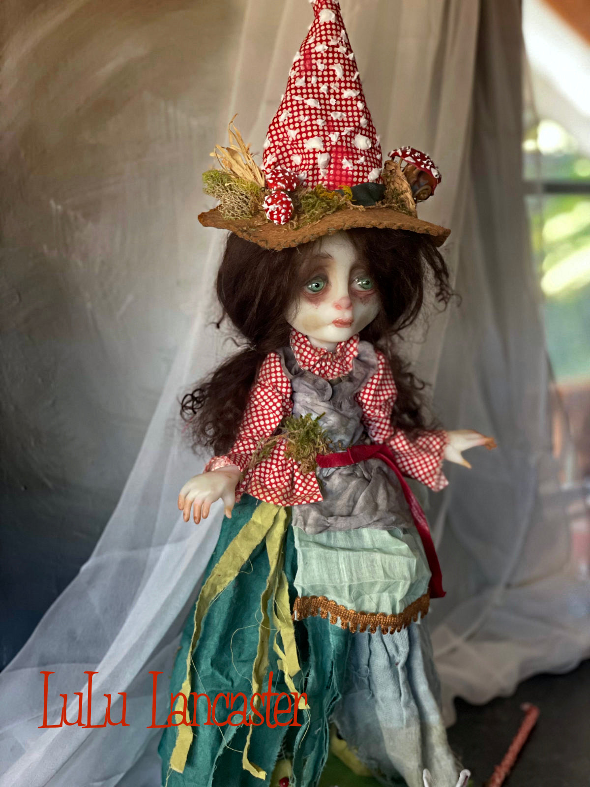 Kimber The Mushroom Forager Witch Original LuLu Lancaster Art Doll