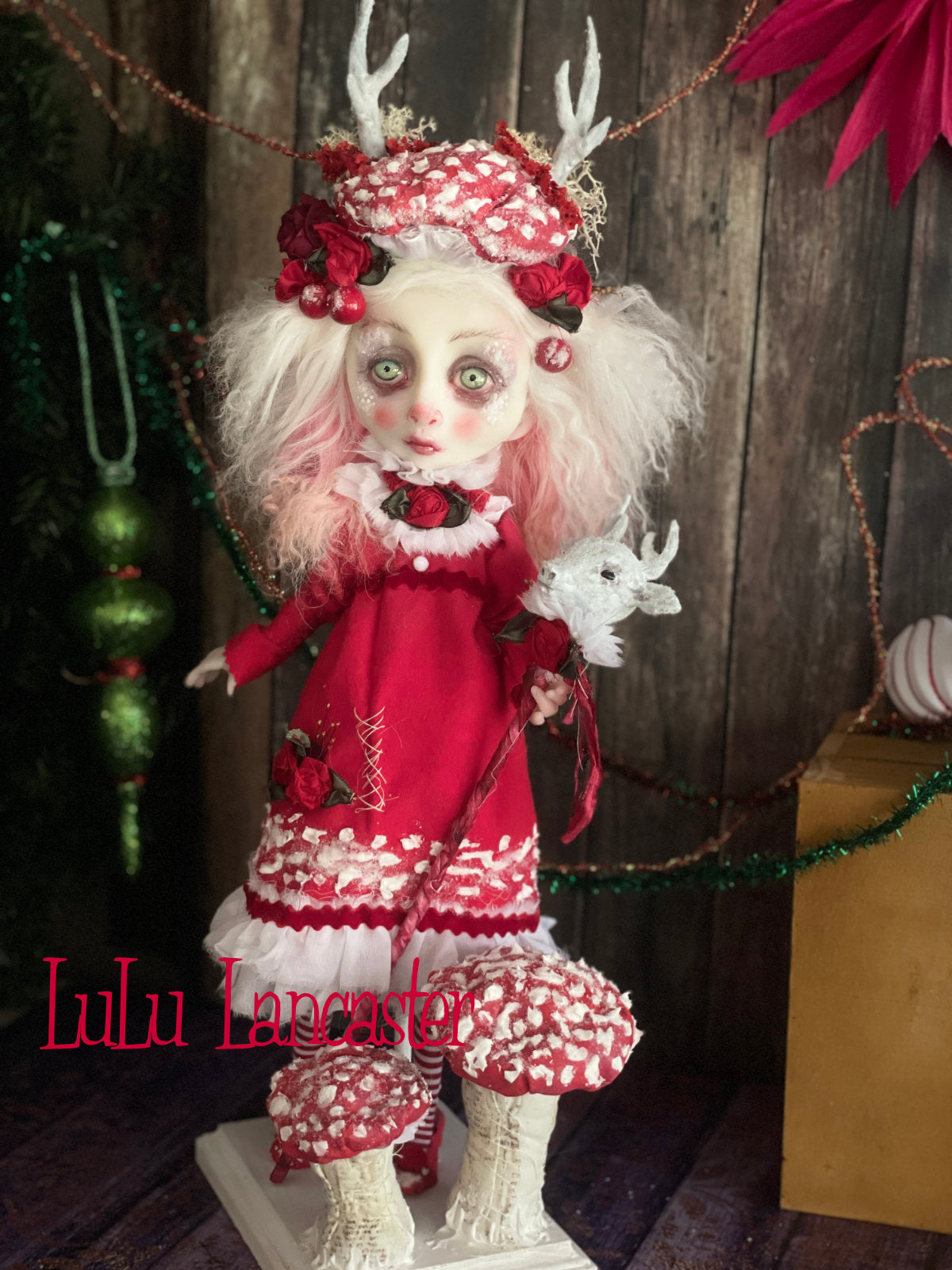 Eira the amanita Deer Christmas winter Original LuLu Lancaster Art Doll