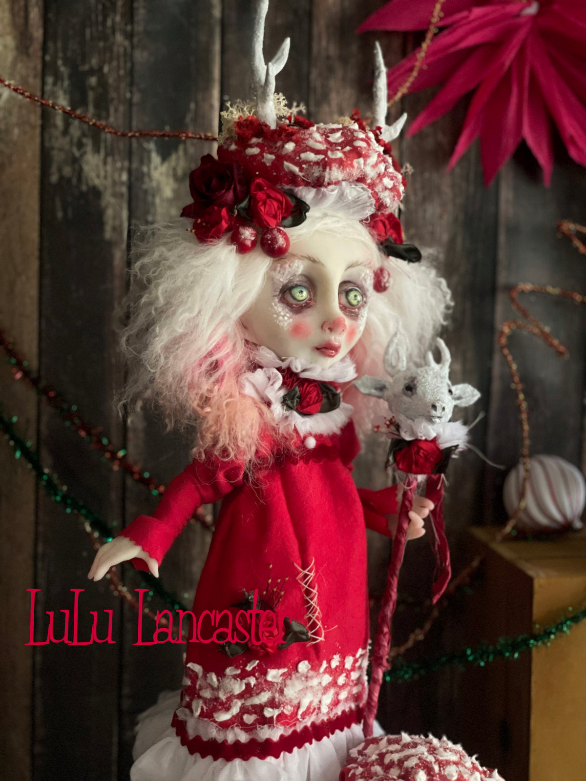 Eira the amanita Deer Christmas winter Original LuLu Lancaster Art Doll