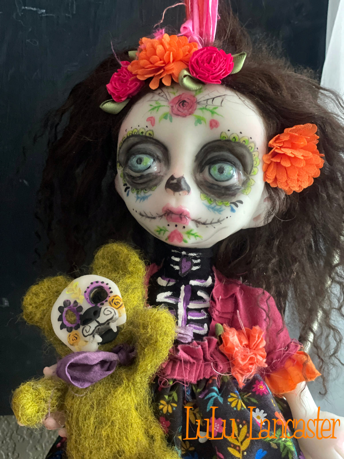 Eliana hanging Day of the dead Original LuLu Lancaster Halloween Art Doll