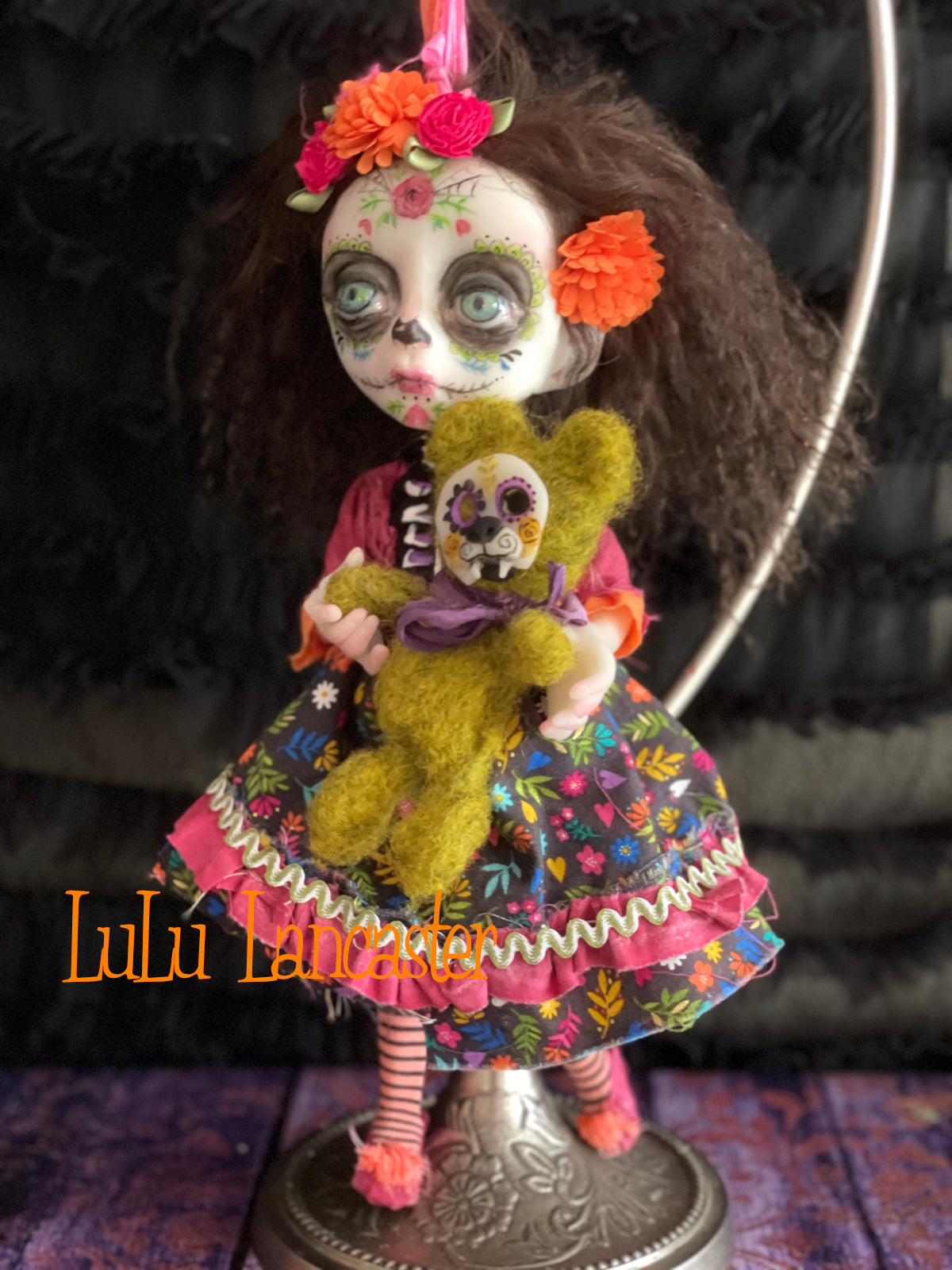 Eliana hanging Day of the dead Original LuLu Lancaster Halloween Art Doll