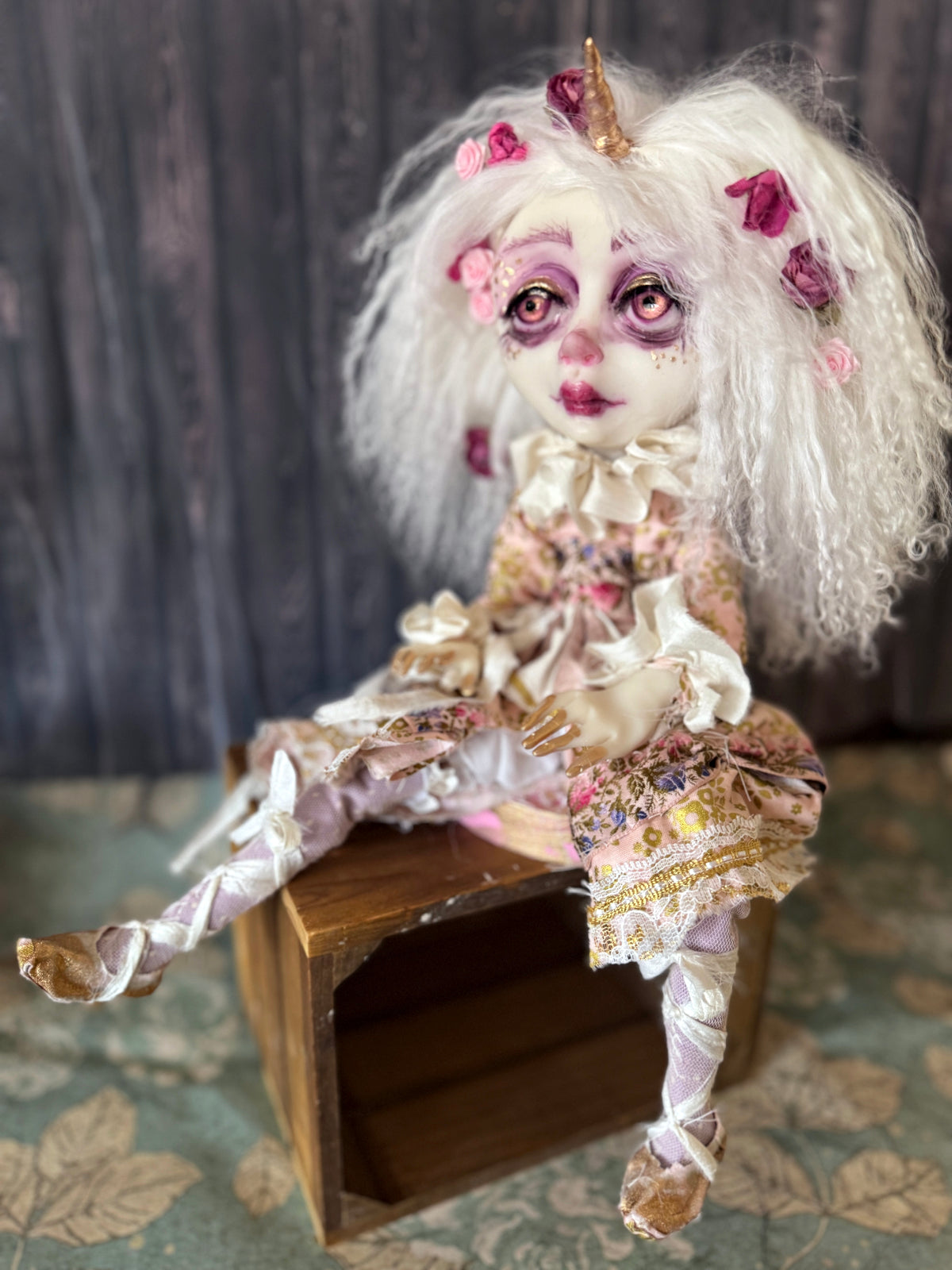 Floravelle the Unicorn Sitter Original LuLu Lancaster Art Doll