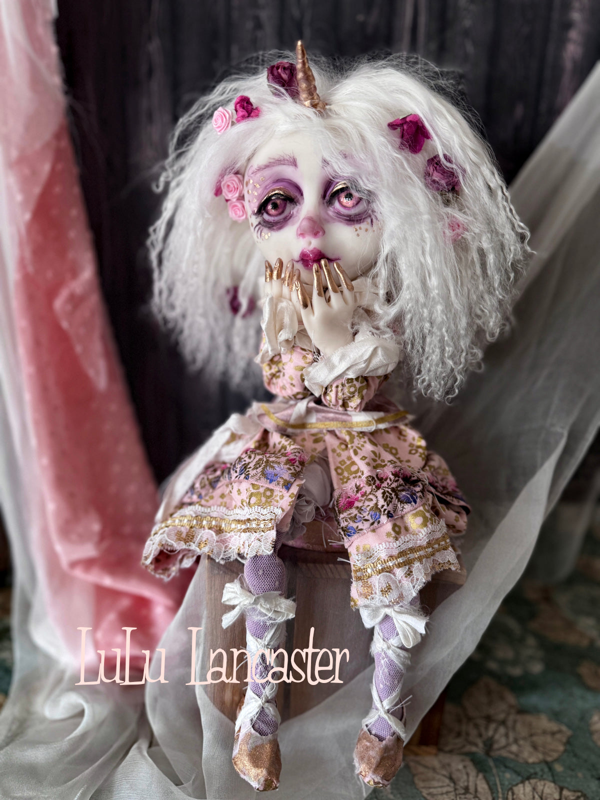 Floravelle the Unicorn Sitter Original LuLu Lancaster Art Doll