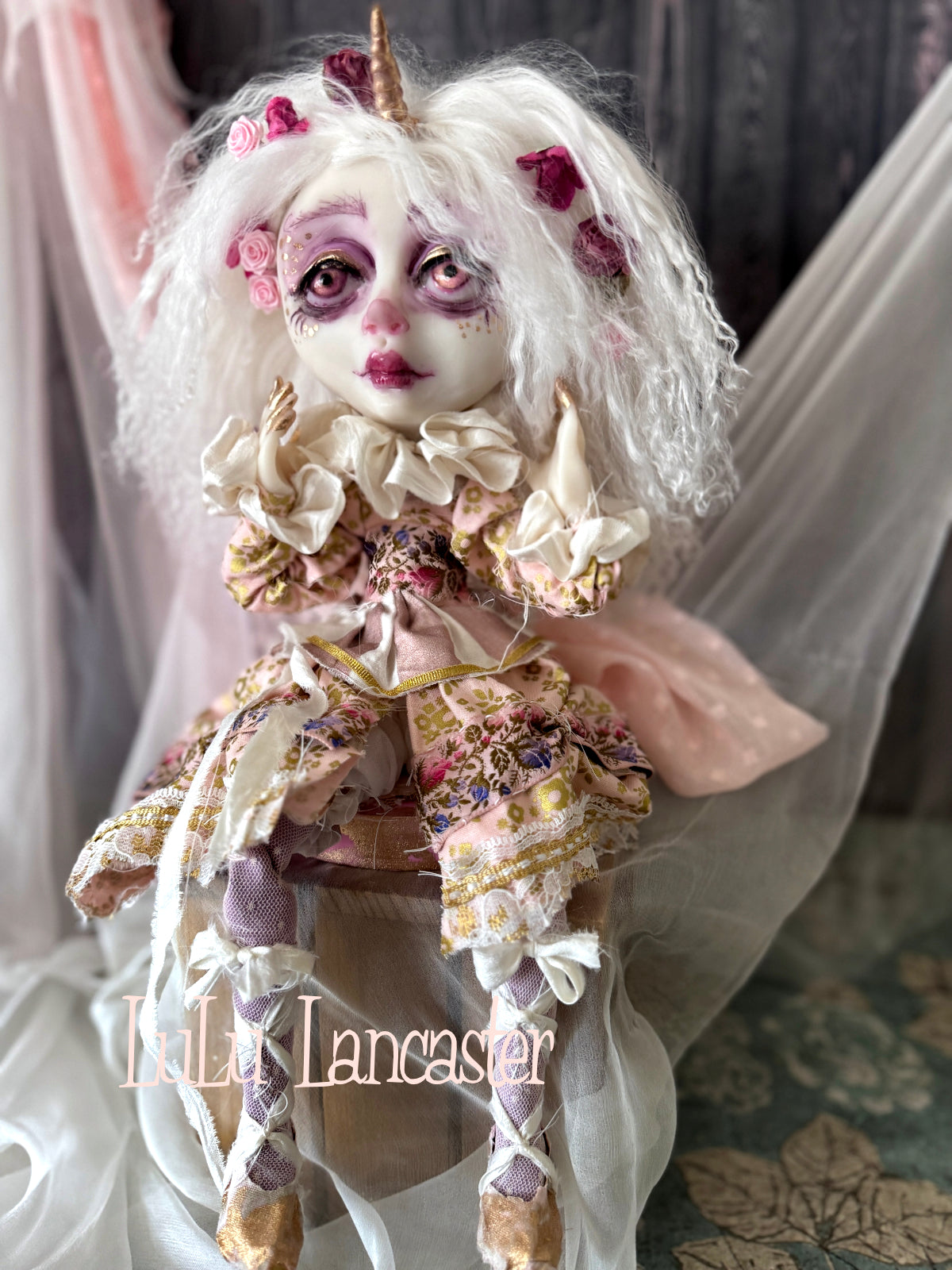 Floravelle the Unicorn Sitter Original LuLu Lancaster Art Doll