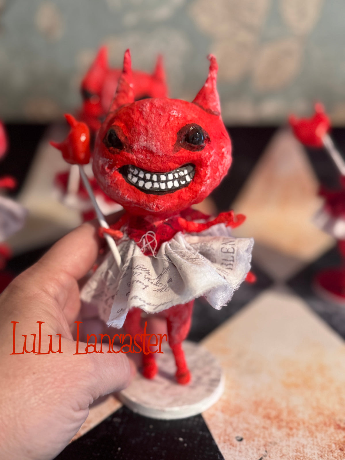 Cotton Headed I will Have you! Spun Cotton Mini Valentines Valloween Original LuLu Lancaster Art Doll