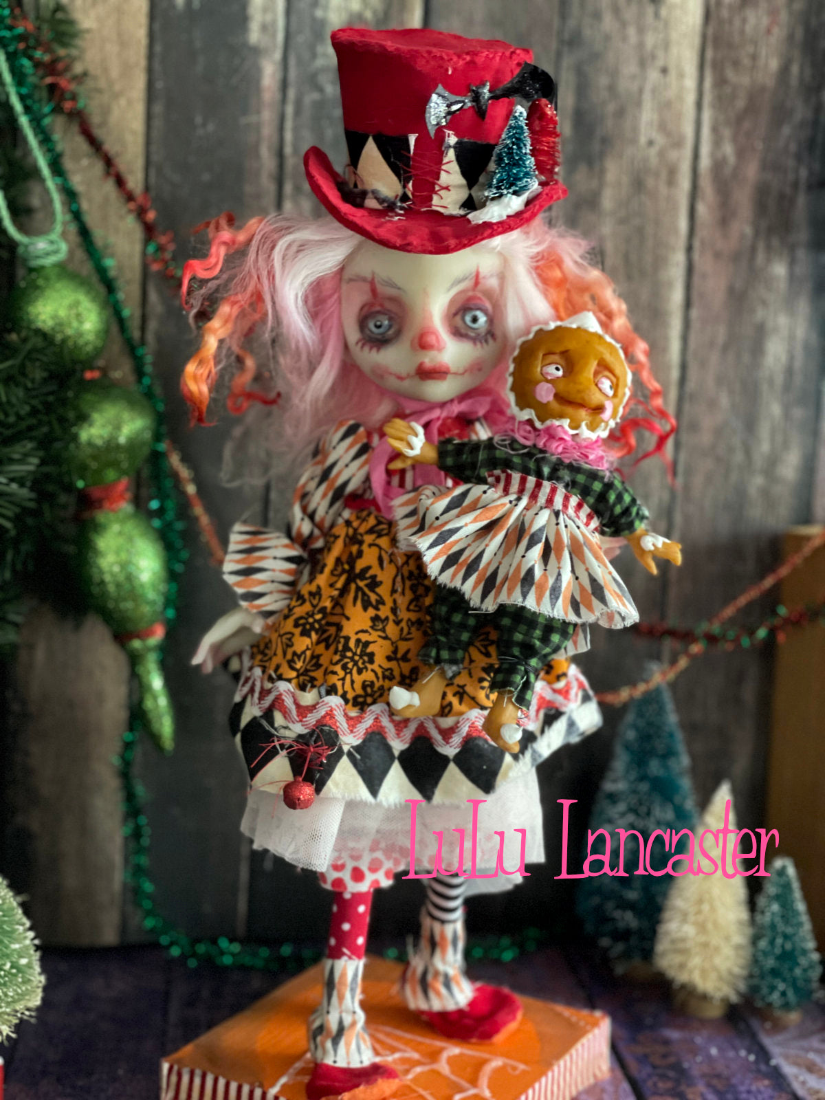 PinkTink Creepmas clown Christmas winter Original LuLu Lancaster Art Doll