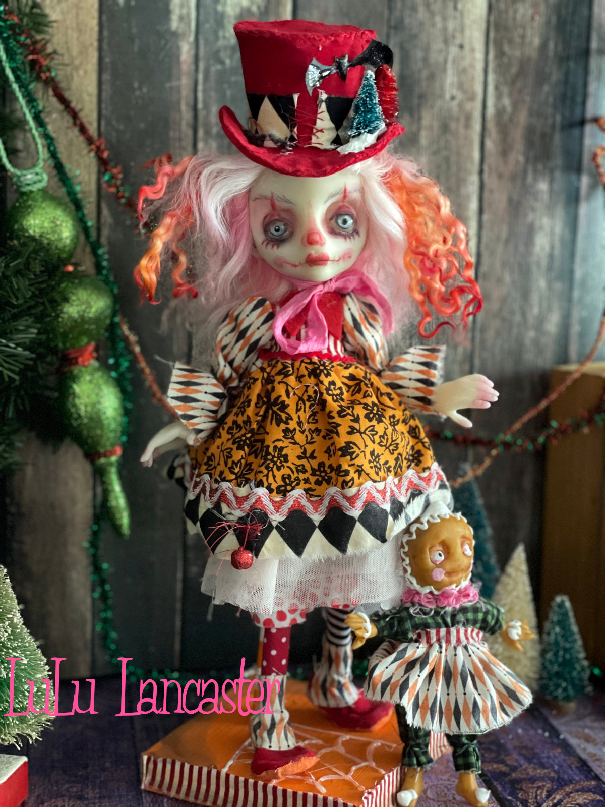 PinkTink Creepmas clown Christmas winter Original LuLu Lancaster Art Doll