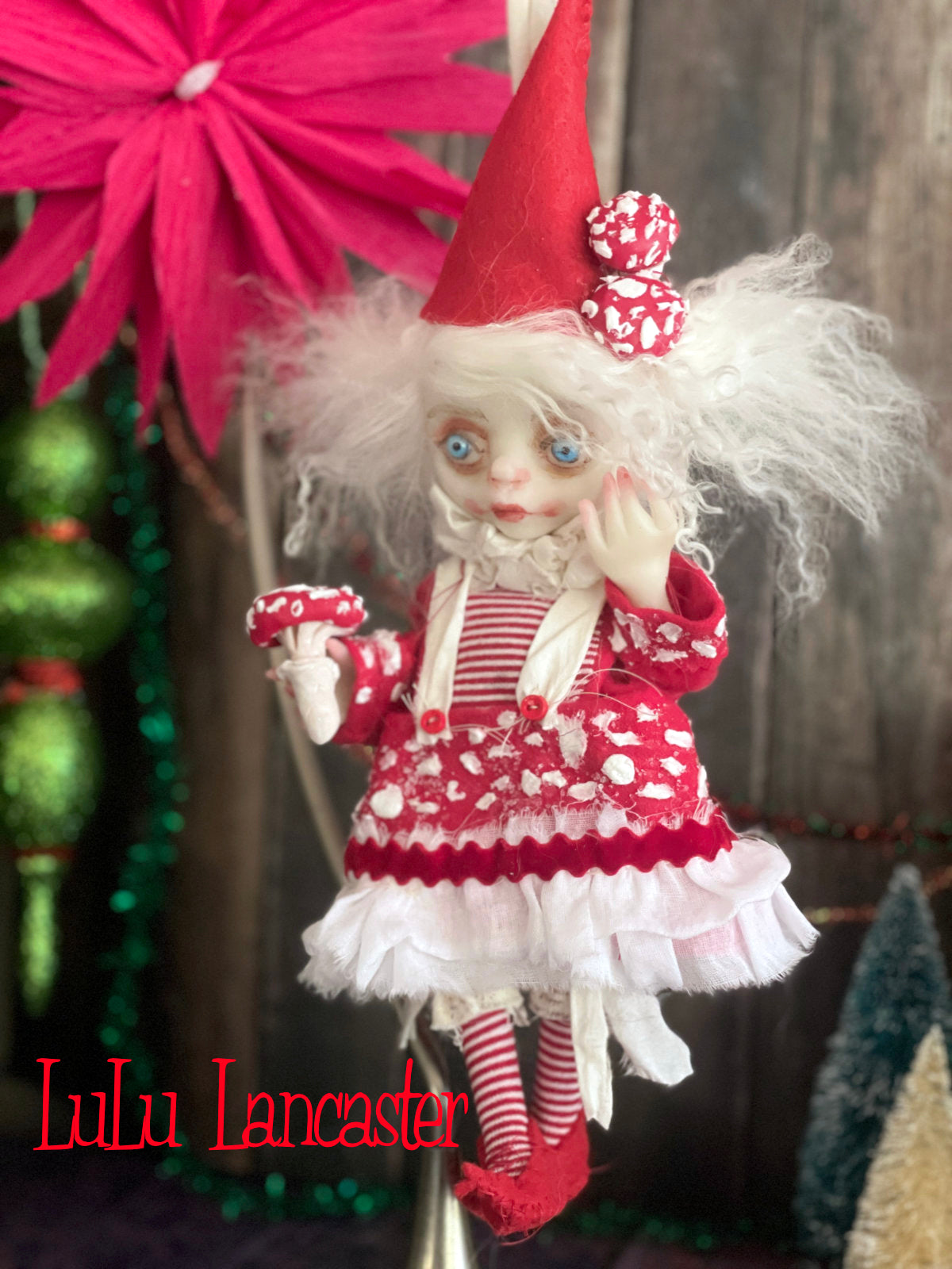 Pico the amanita sprite Mini hanging Christmas winter Original LuLu Lancaster Art Doll