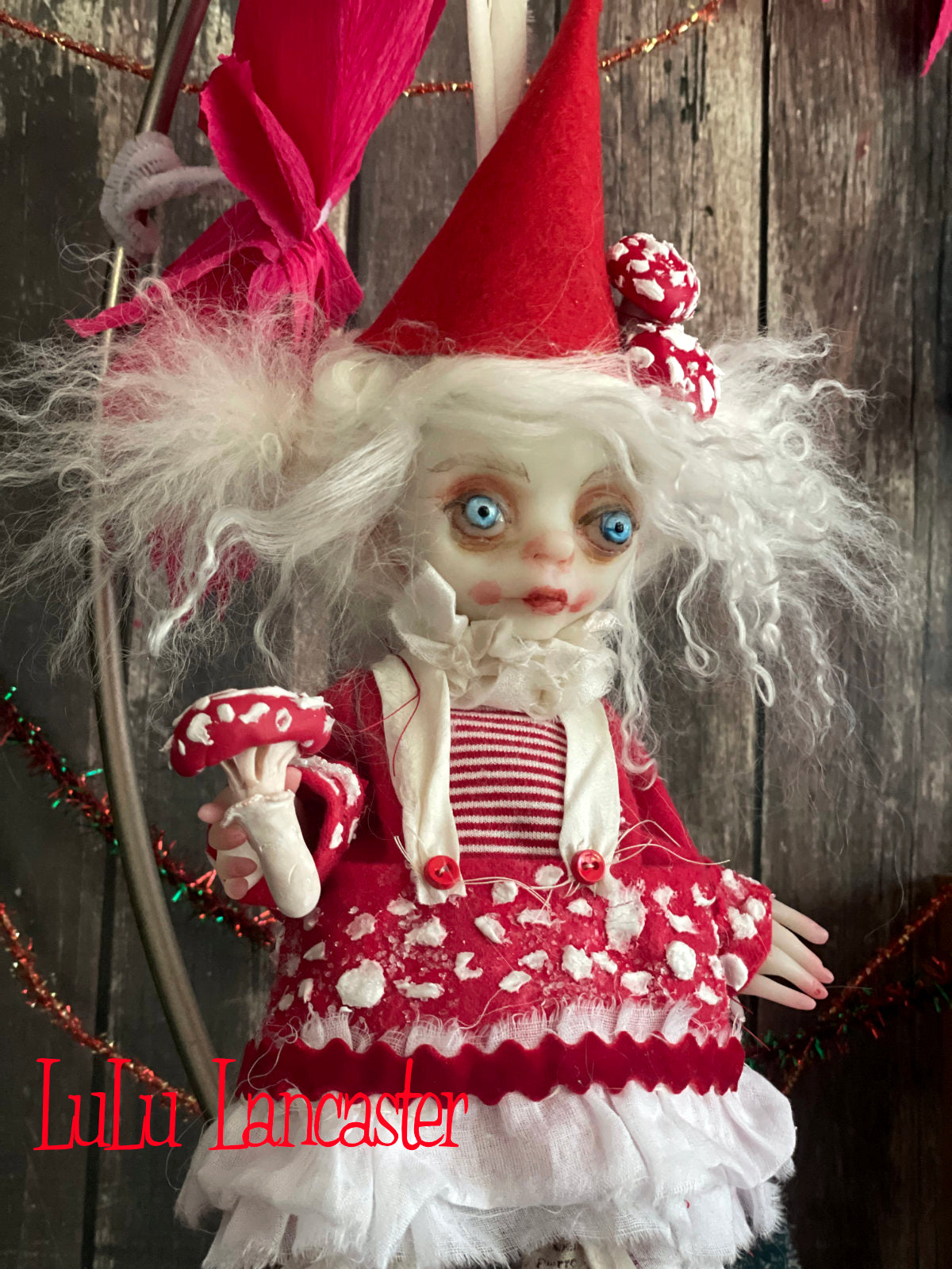 Pico the amanita sprite Mini hanging Christmas winter Original LuLu Lancaster Art Doll