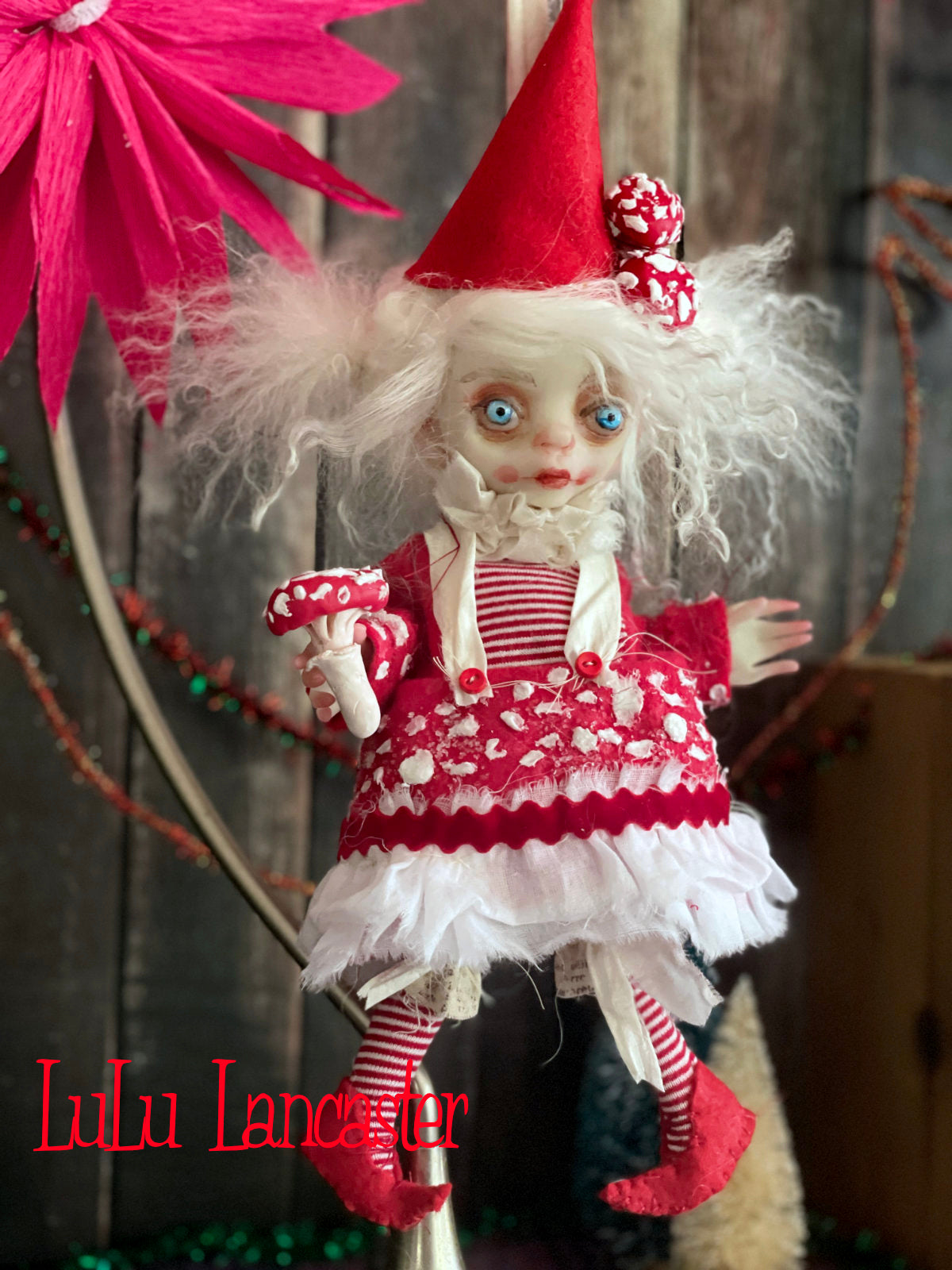 Pico the amanita sprite Mini hanging Christmas winter Original LuLu Lancaster Art Doll