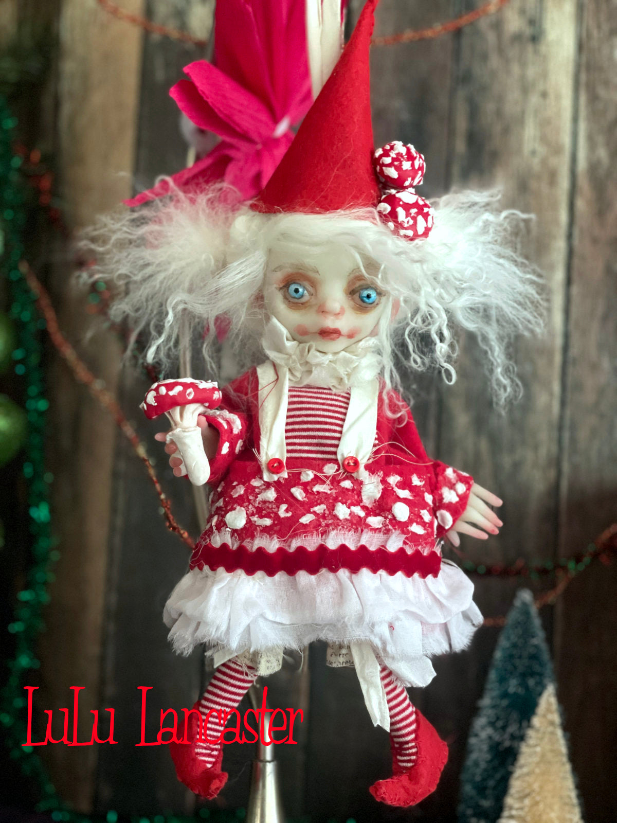 Pico the amanita sprite Mini hanging Christmas winter Original LuLu Lancaster Art Doll