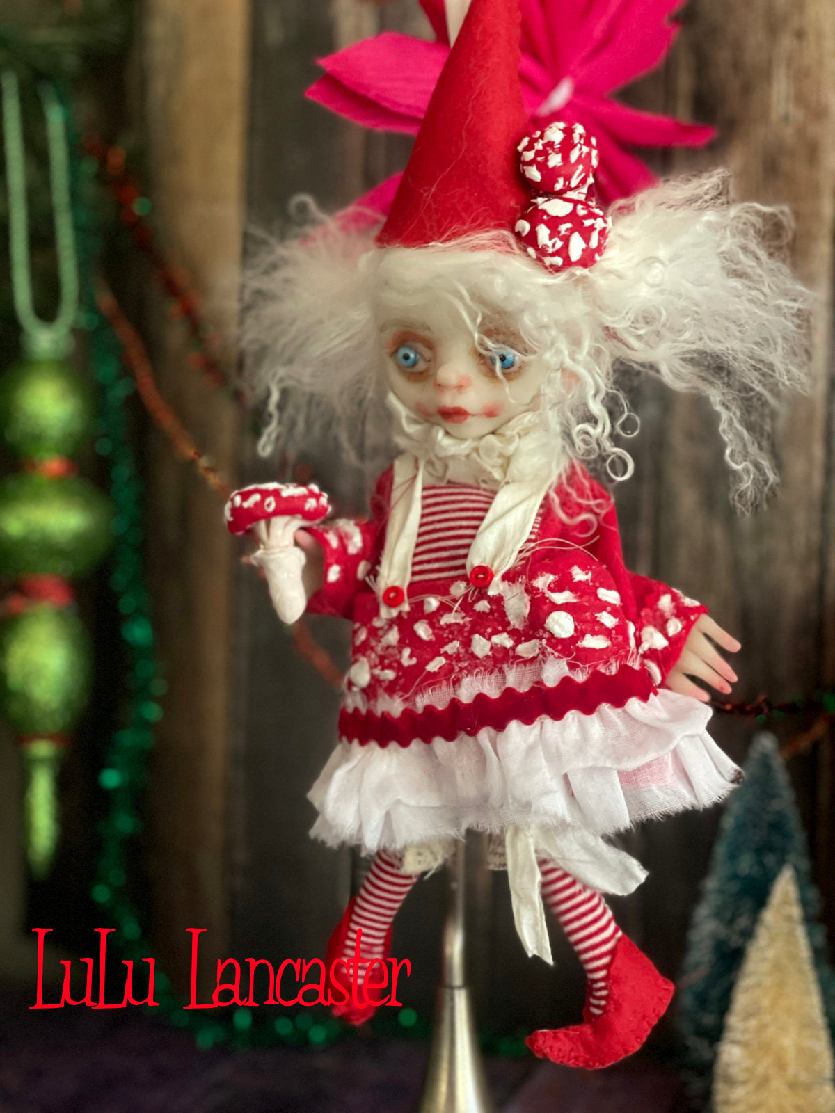 Pico the amanita sprite Mini hanging Christmas winter Original LuLu Lancaster Art Doll