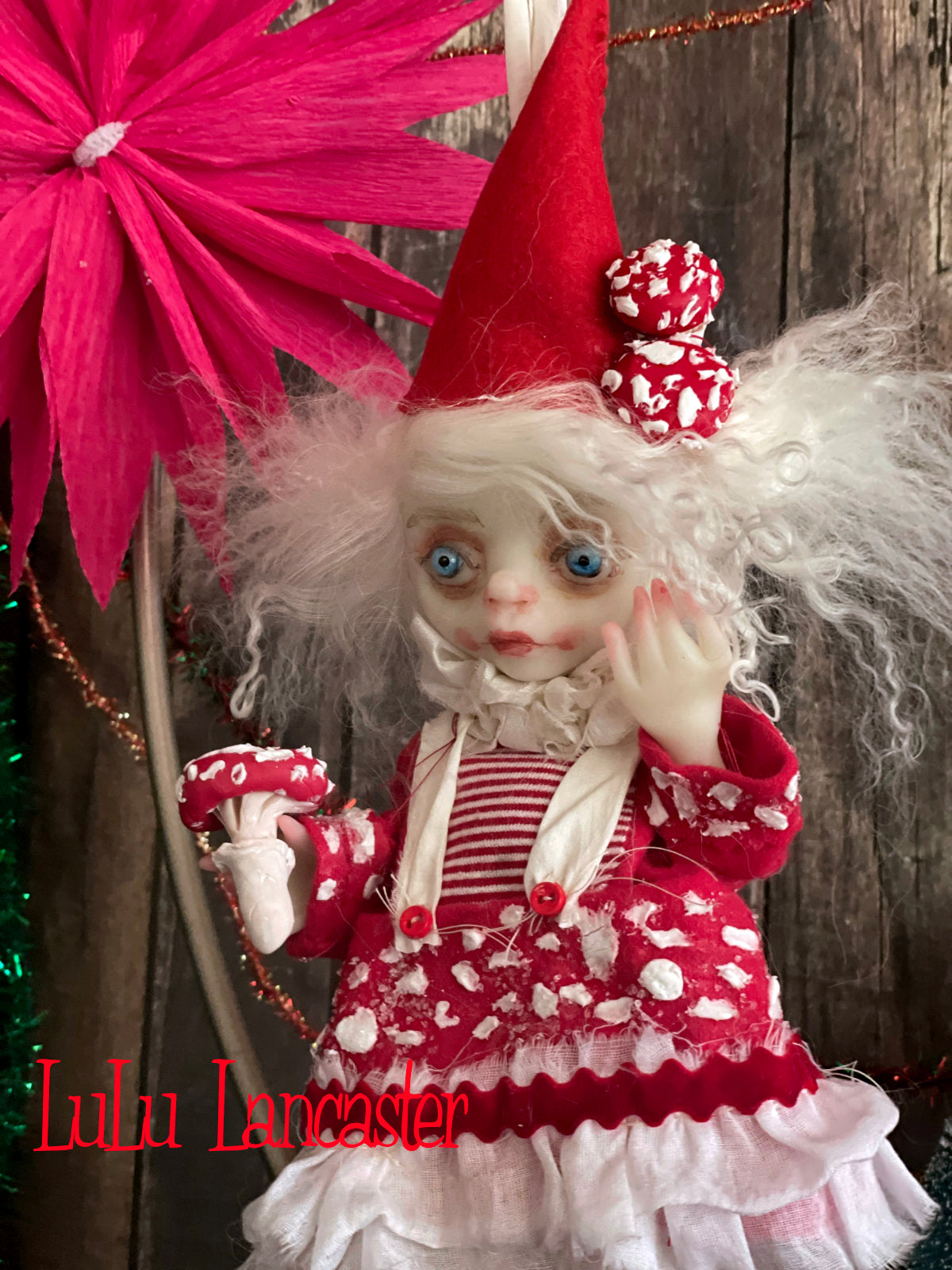 Pico the amanita sprite Mini hanging Christmas winter Original LuLu Lancaster Art Doll