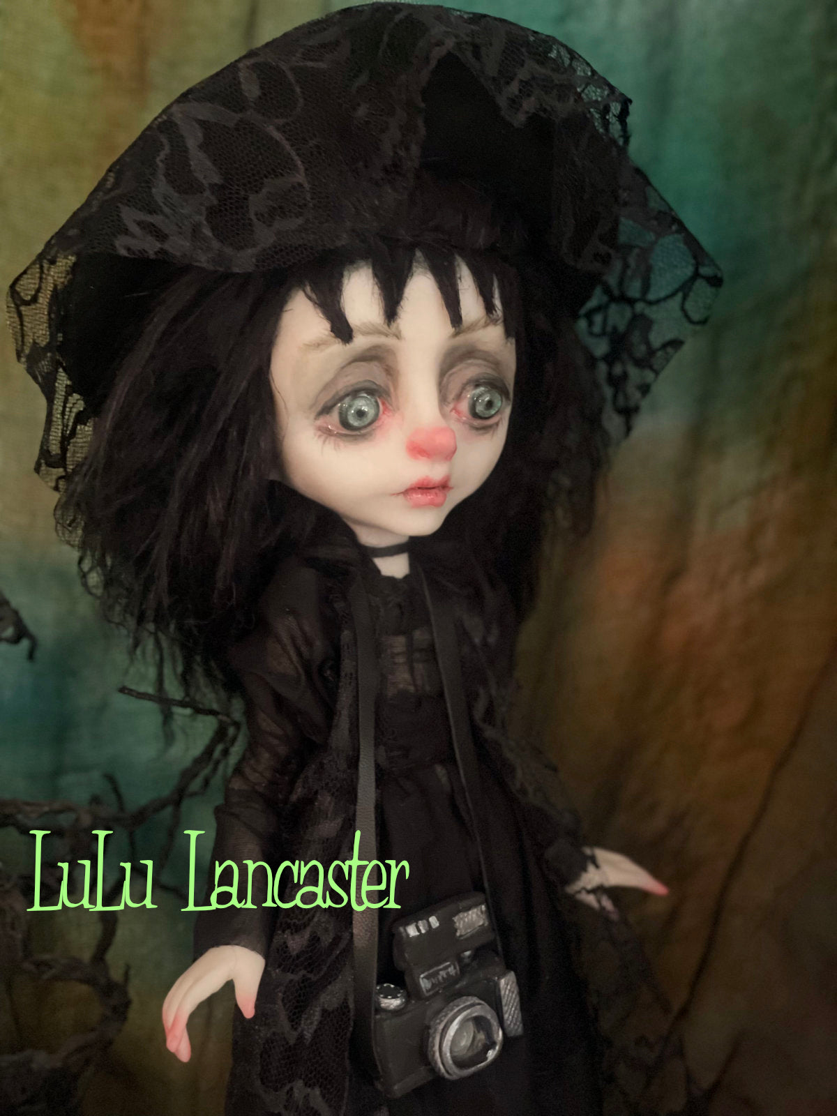 Lydia and tiny Beetlejuice original LuLu Lancaster art doll