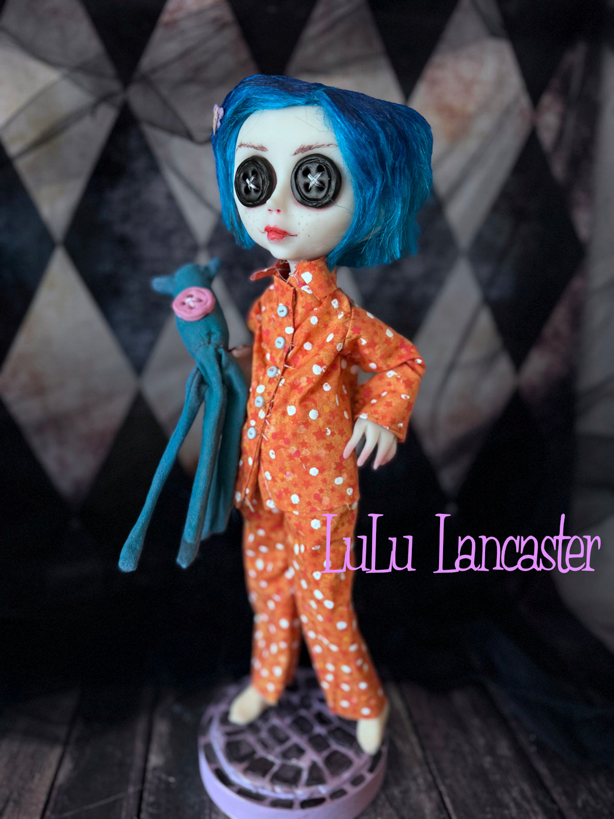 Coraline Button Eye Jones in Pajamas  ~Original LuLu Lancaster Art Doll