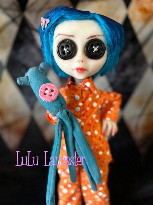 Coraline Button Eye Jones in Pajamas  ~Original LuLu Lancaster Art Doll