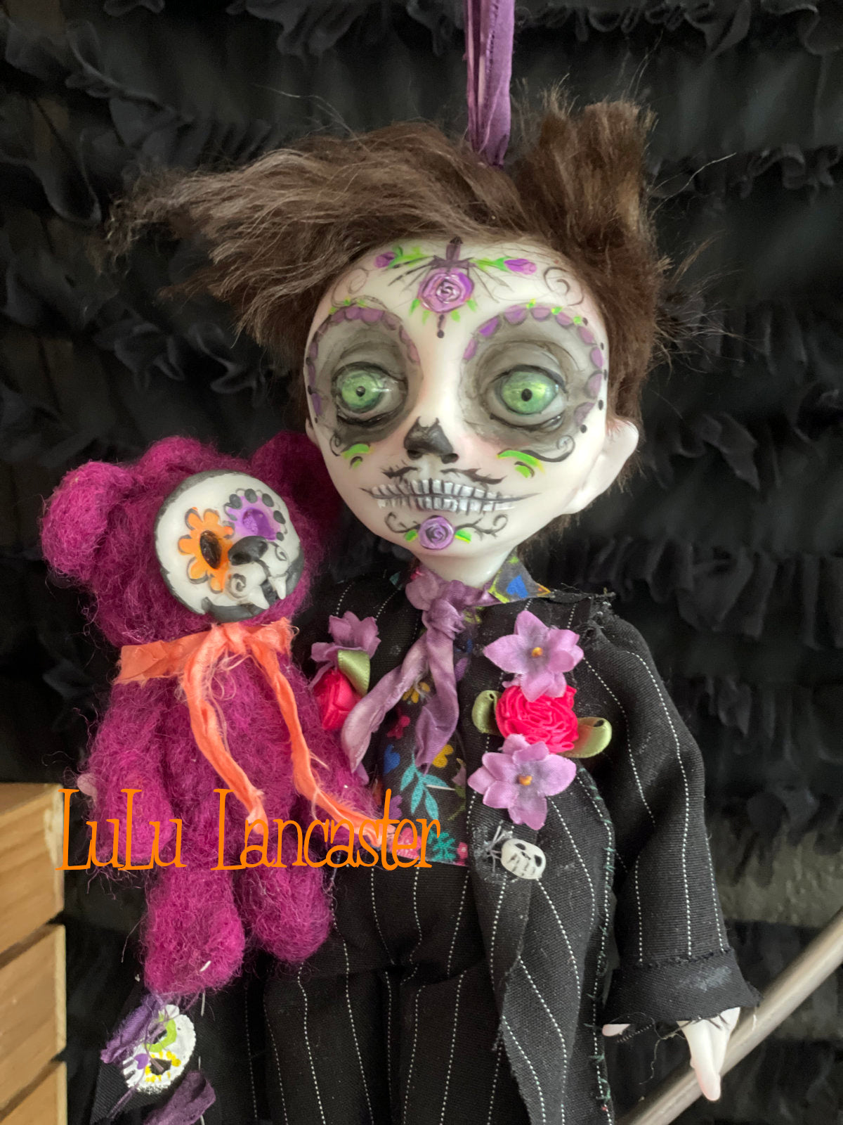 Crisanto hanging Day of the dead Original LuLu Lancaster Halloween Art Doll