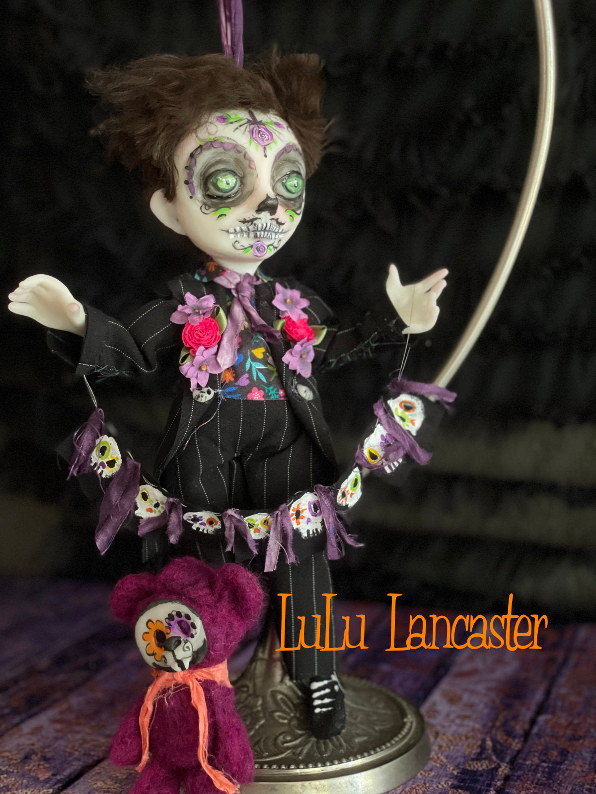 Crisanto hanging Day of the dead Original LuLu Lancaster Halloween Art Doll