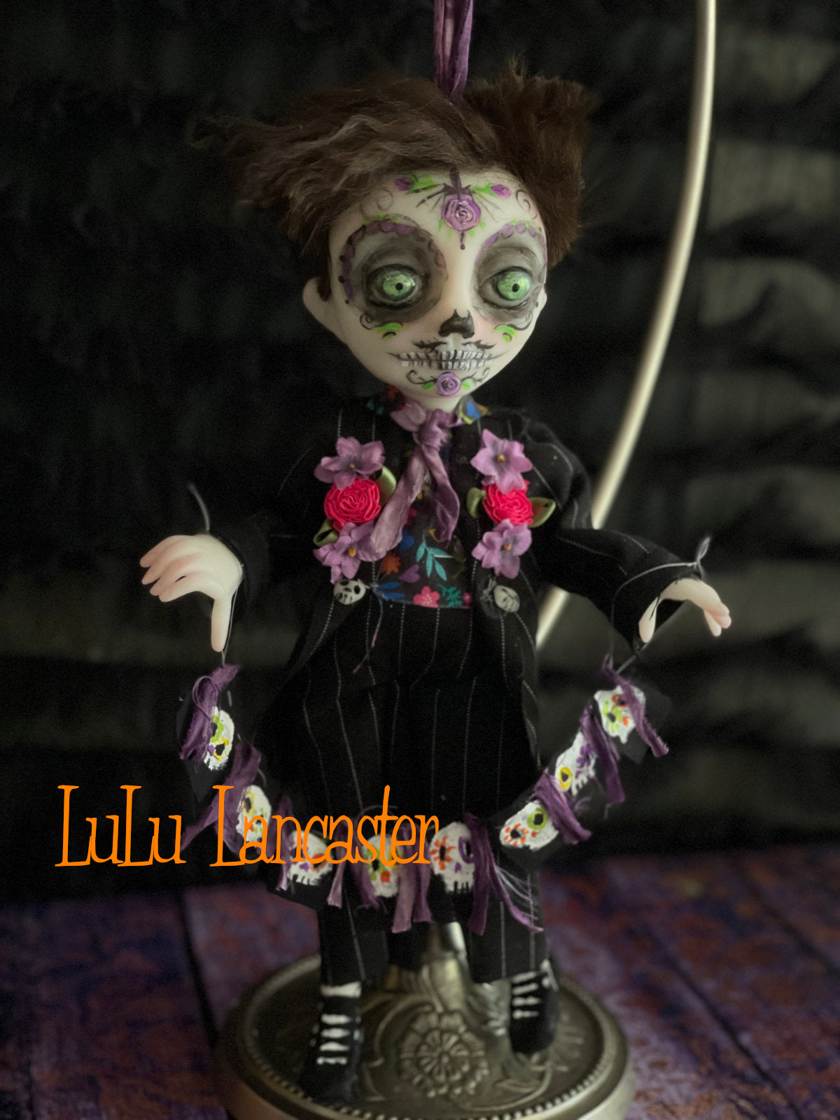 Crisanto hanging Day of the dead Original LuLu Lancaster Halloween Art Doll