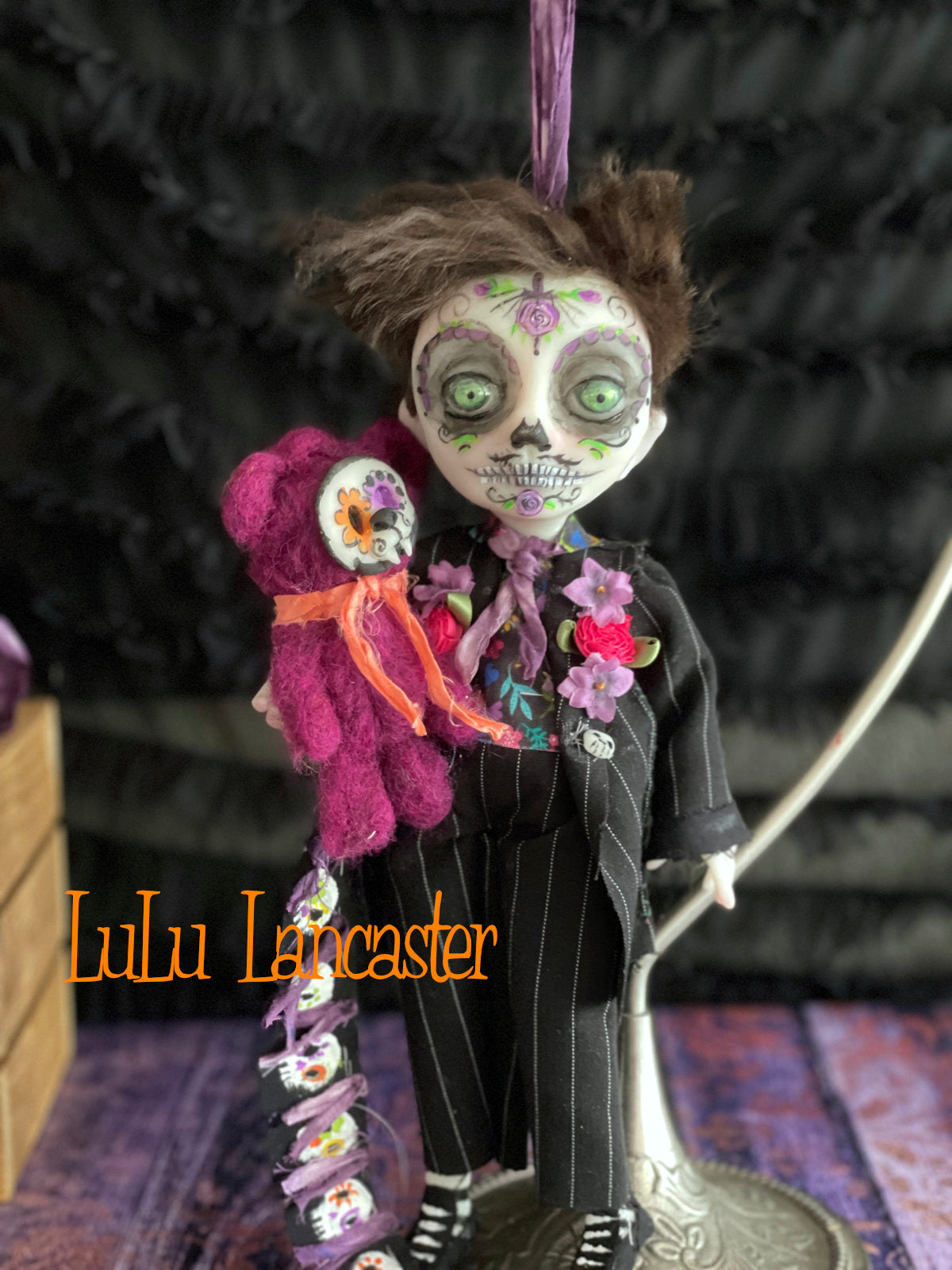 Crisanto hanging Day of the dead Original LuLu Lancaster Halloween Art Doll