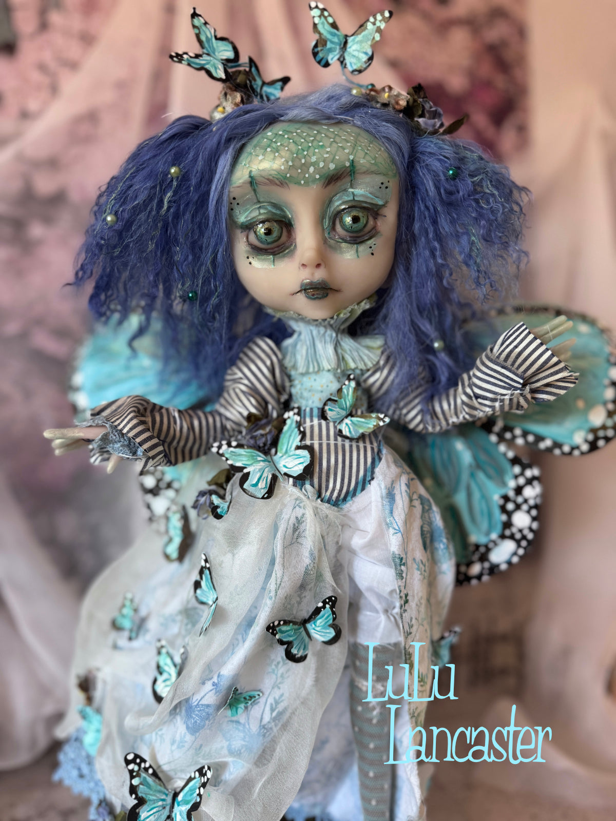 Farfall Blue for Hinge Artist Collective Group Show Ascension Original LuLu Lancaster Art Doll (