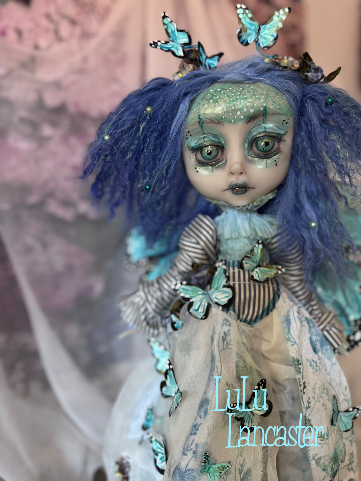 Farfall Blue for Hinge Artist Collective Group Show Ascension Original LuLu Lancaster Art Doll (
