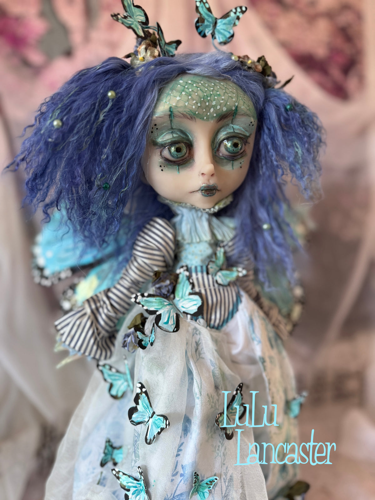 Farfall Blue for Hinge Artist Collective Group Show Ascension Original LuLu Lancaster Art Doll (