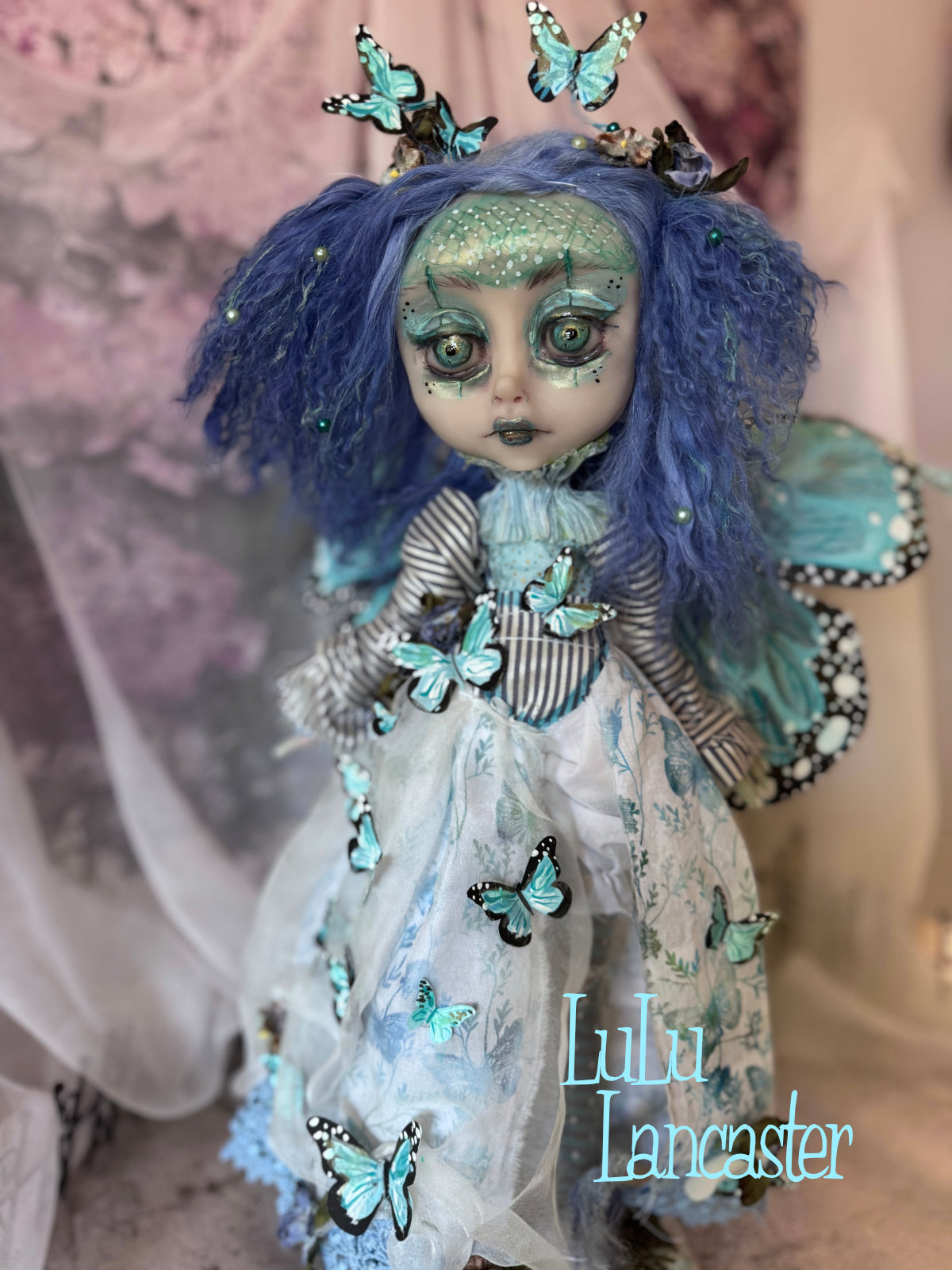 Farfall Blue for Hinge Artist Collective Group Show Ascension Original LuLu Lancaster Art Doll (
