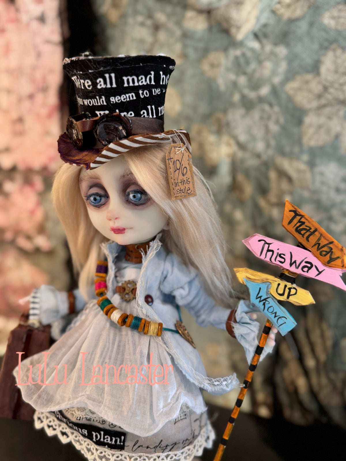 Mad Hatter Alice Mashup Wonderland~ original Lulu Lancaster Art Doll