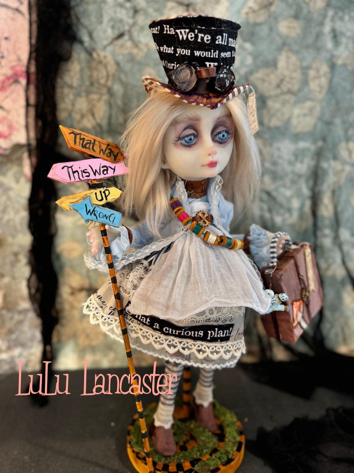 Mad Hatter Alice Mashup Wonderland~ original Lulu Lancaster Art Doll
