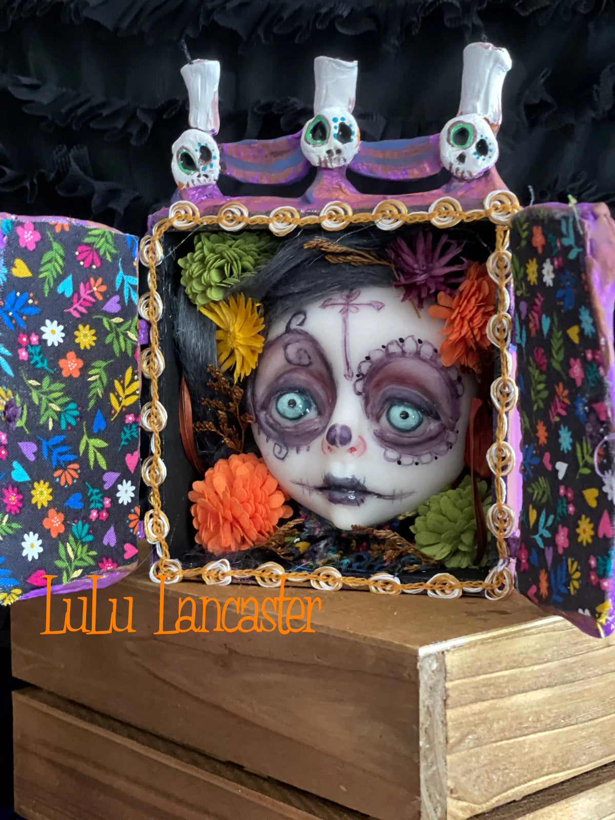 Jacinta dia los muertos shrine box Original LuLu Lancaster Halloween Art Doll