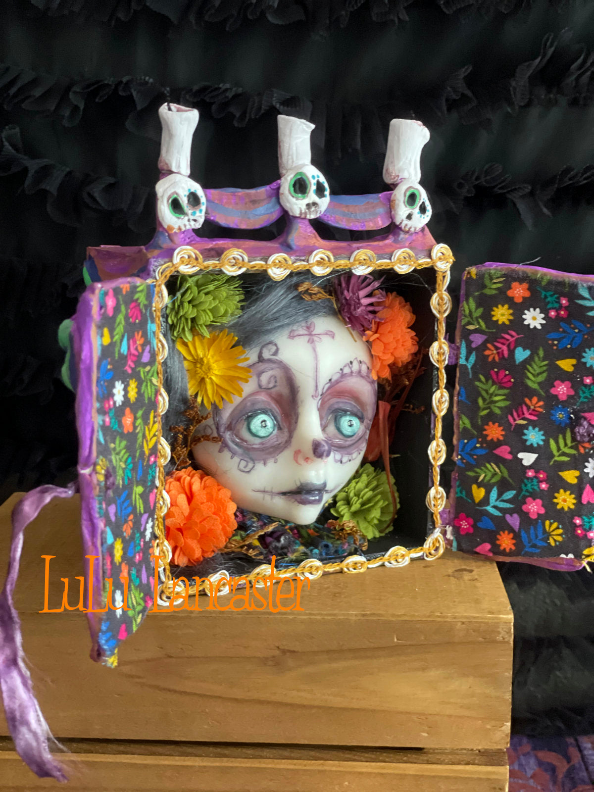 Jacinta dia los muertos shrine box Original LuLu Lancaster Halloween Art Doll