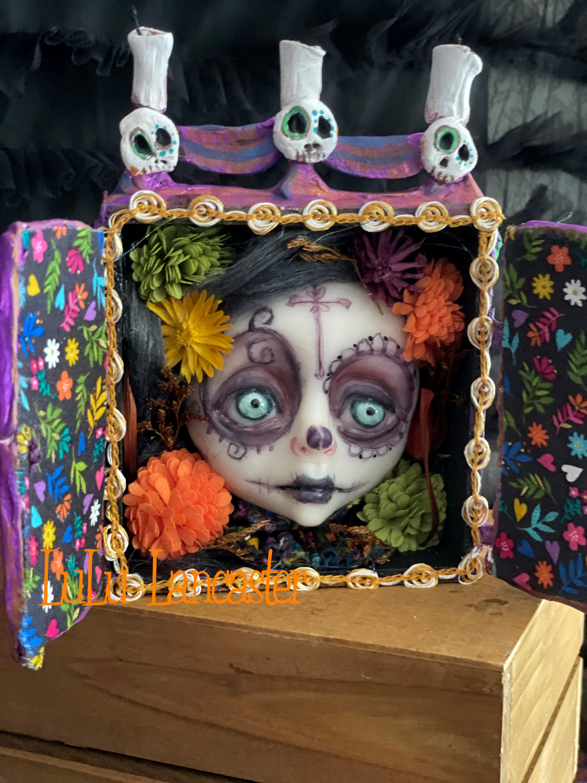 Jacinta dia los muertos shrine box Original LuLu Lancaster Halloween Art Doll