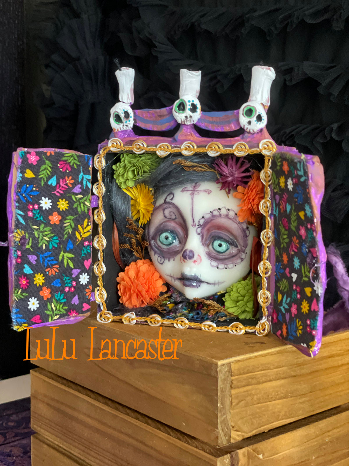 Jacinta dia los muertos shrine box Original LuLu Lancaster Halloween Art Doll