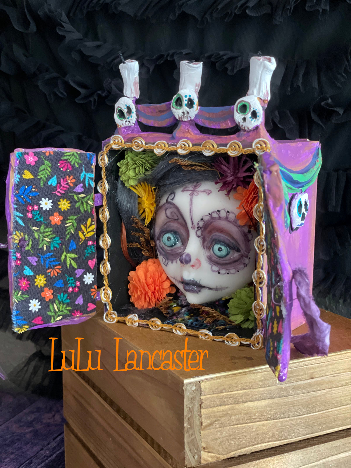 Jacinta dia los muertos shrine box Original LuLu Lancaster Halloween Art Doll