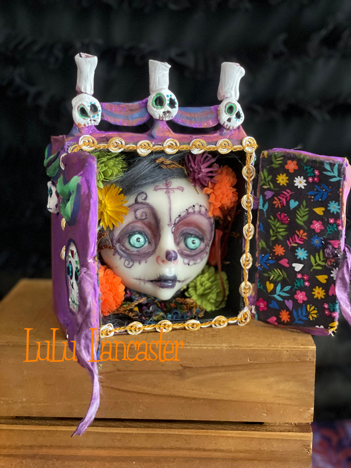 Jacinta dia los muertos shrine box Original LuLu Lancaster Halloween Art Doll