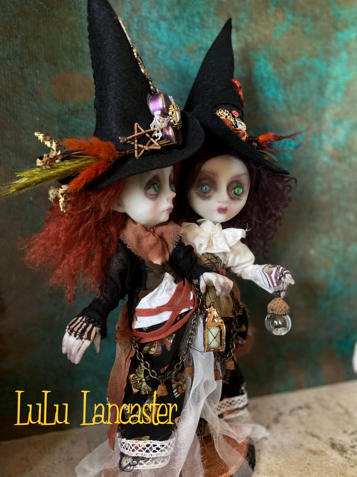 Conjoined Steampunk Witches Jade and Jinx Original LuLu Lancaster Art Doll